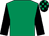 Emerald green, black sleeves, check cap (Mrs Karina Healy)