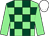 Light green and dark green check, light green sleeves, white cap (Noel R Wilson)