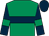 Emerald green, dark blue hoop, dark blue sleeves, emerald green armlets, dark blue cap (Mr K M Needham)