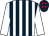 White and dark blue stripes, white sleeves, dark blue cap, red spots (Bjarne Minde)