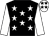Black, white stars and sleeves, white cap, black stars (Baker, Friend, Griffiths)