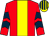 Red, yellow stripe, red and dark blue chevrons on sleeves, yellow and dark blue striped cap (Mr C Johnstone)