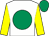 White, emerald green disc, yellow sleeves, emerald green cap (Allerton Racing & G Tuer)
