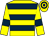 Yellow, dark blue hoops and armlets (Mr Peter Stein)
