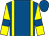 Royal blue, yellow braces, yellow sleeves, royal blue armlets (The E, G & B Partnership)