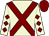 Beige, maroon cross belts, diamonds on sleeves, maroon cap (Mrs J McCullough)