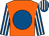 Orange, royal blue disc, royal blue and white striped sleeves and cap (South Yorkshire Racing & M T Buckley)