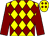 Yellow, maroon diamonds, maroon sleeves, yellow cap, maroon diamonds (Patrick Boyle)