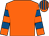 Orange, royal blue hooped sleeves, striped cap (Mullacrock Partnership)