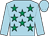 Light blue, emerald green stars, light blue sleeves and cap (Mr Douglas Bradbury)