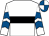 White, black hoop, white sleeves, royal blue chevrons, white & royal blue quartered cap (Thomas Lynam)