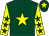 Dark green, yellow star, yellow sleeves, dark green stars, dark green cap, yellow star (Mrs L Honan & B Sheerin)