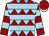 Burgundy, light blue diamonds and hoops, light blue hoops on sleeves, burgundy cap, light blue peak (Ice Wine Stables)