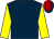 Dark blue, yellow sleeves, dark blue and red striped cap (Mrs E L Kendall)