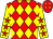 Red & yellow diamonds, yellow sleeves, red stars, red cap, yellow diamonds (Edward Battersby)