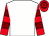 White, red and maroon hooped sleeves and cap (Upthorpe Racing)