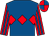 Royal blue, red triple diamond, red and royal blue striped sleeves, quartered cap (Mr John Radford)
