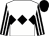 White, black triple diamond, black and white striped sleeves, black cap (Mr J Ward)