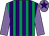 Emerald green & purple stripes, mauve sleeves, mauve cap, purple star (Domesday Partnership)