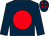Dark blue, red disc, red spots on cap (Mrs H Lalor)