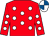 Red, white spots, royal blue & white quartered cap (Lisduff Syndicate)