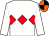 White, red triple diamond, white sleeves, black & orange quartered cap (William Cuddihy)
