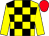 Yellow & black check, yellow sleeves, red cap (Michael J Connolly)