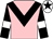 Pink, black chevron, black sleeves, white armlet, white cap, black star (Mrs Fiona McKeon)