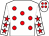White, red spots, white sleeves, red stars, white cap, red spots (Gridline Racing)