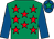 Emerald green, red stars, royal blue sleeves, royal blue cap, emerald green star (Chestnut Four Racing Syndicate)