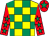 Yellow and emerald green check, red sleeves, emerald green stars, red cap, emerald green star (Donegal Mayo Association)
