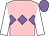 Pink, mauve triple diamond, white sleeves, mauve cap (Sasvana Partnership)