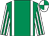 Emerald green, white braces, white and emerald green striped sleeves, emerald green and white quartered cap (N D Kershaw & Partner)