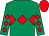 Emerald green, red triple diamond, diamonds on sleeves, red cap (The Good Times Too Partnership)