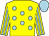 Yellow, light blue spots, striped sleeves, light blue cap (Sean Kiernan)