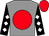 Grey, red disc, black sleeves, white diamonds, red cap (Right Ones Syndicate)