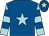 Royal blue, light blue star, light blue and royal blue hooped sleeves, royal blue cap, light blue star (Mrs Wendy Burdett)