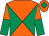 Orange and emerald green diabolo, halved sleeves, orange cap, emerald green diamond (Fulbeck Horse Syndicate Ltd)