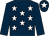 Dark blue, white stars, dark blue sleeves, white star on cap (Mrs Margaret M Walsh)