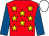 RED, YELLOW stars, ROYAL BLUE sleeves, WHITE cap (Mrs T Burns)