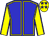 Blue body, yellow seams, yellow arms, blue seams, yellow cap, blue stars (Pat Mejean)