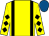 Yellow, black braces, yellow sleeves, black diamonds, royal blue cap (Mrs C Steel)