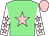 Light green, pink star, white sleeves, pink stars, pink cap (Mrs A K Oldfield)