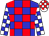 Blue, red checked, white checked sleeves, white and red checked cap (Mr Ronald Rivers)