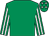 Emerald green, white striped sleeves, emerald green cap, white stars (A P Deegan)