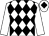White & black diamonds, white sleeves, black diamond on cap (River Stream Syndicate)