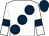 White, large dark blue spots, armlets and cap (Mr D Owens)