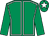 Emerald green, white seams, emerald green sleeves, white star on cap (Miss Eimear E O'Brien)