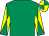 Emerald green, yellow diabolo on sleeves, quartered cap (Thomas John Kelly)