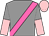 Grey, hot pink sash, grey & pink halved sleeves, pink cap (Mrs Frank Wright)